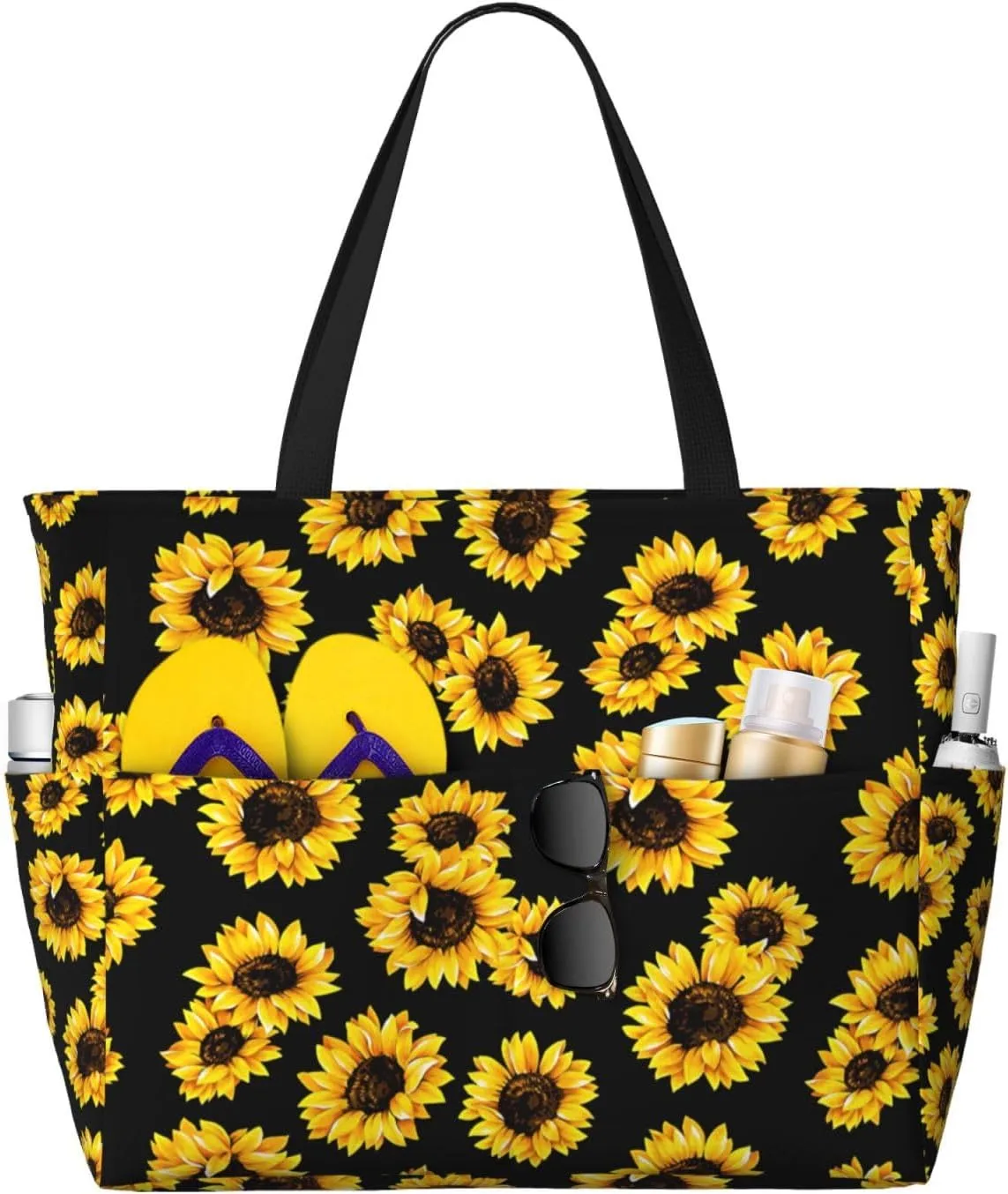 Large Beach Bag for Women Waterproof Foldable Travel Shoulder Tote Bag with Pocket for Weekender Pool Vacation