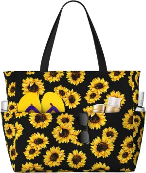 Large Beach Bag for Women Waterproof Foldable Travel Shoulder Tote Bag with Pocket for Weekender Pool Vacation