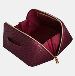 Large Beauty Bag - Herringbone Plum
