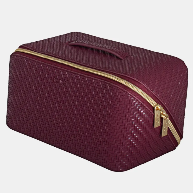 Large Beauty Bag - Herringbone Plum