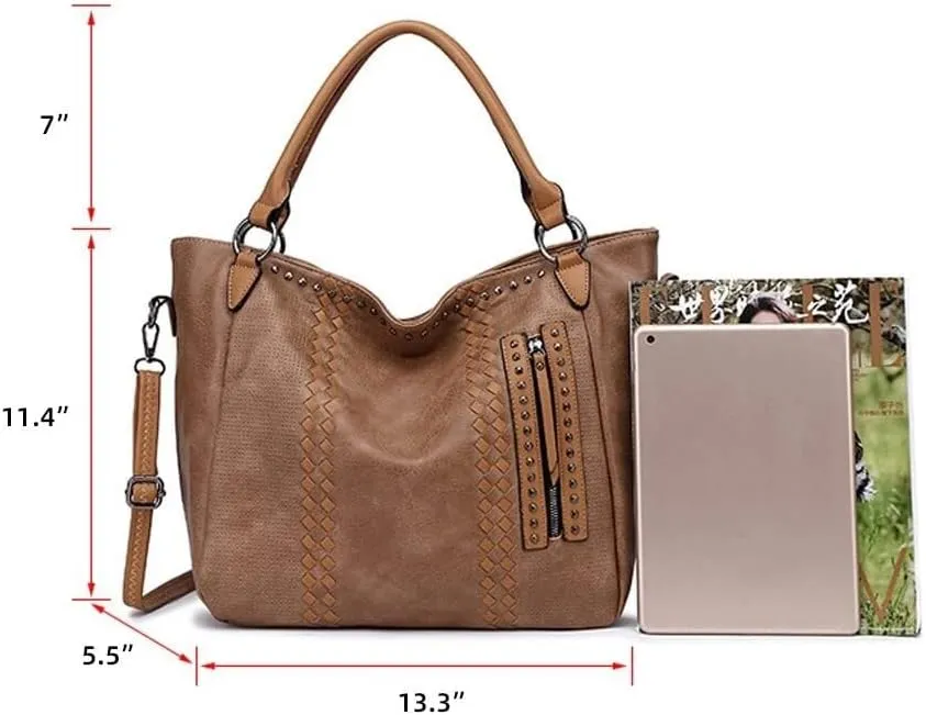 Large Capacity Shoulder Wallet Purse for Work Women’s Tote Handbag with Adjustable Strap Retro Hobo Crossbody