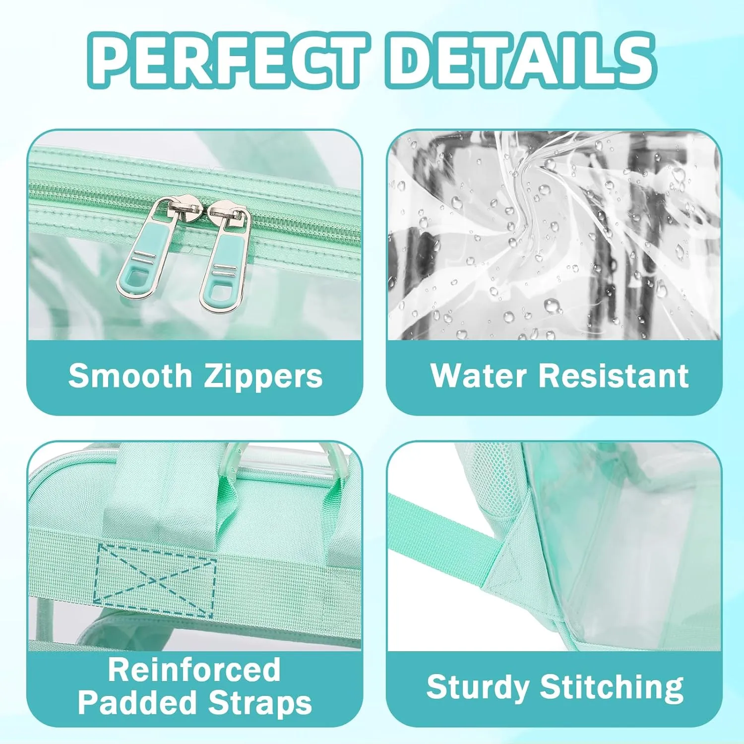 Large Clear Backpack for Girls, Heavy Duty PVC Transparent Bookbag for Women Stadium Events See Through Back Pack Fits 16 inch Laptop for School Work Travel, Green