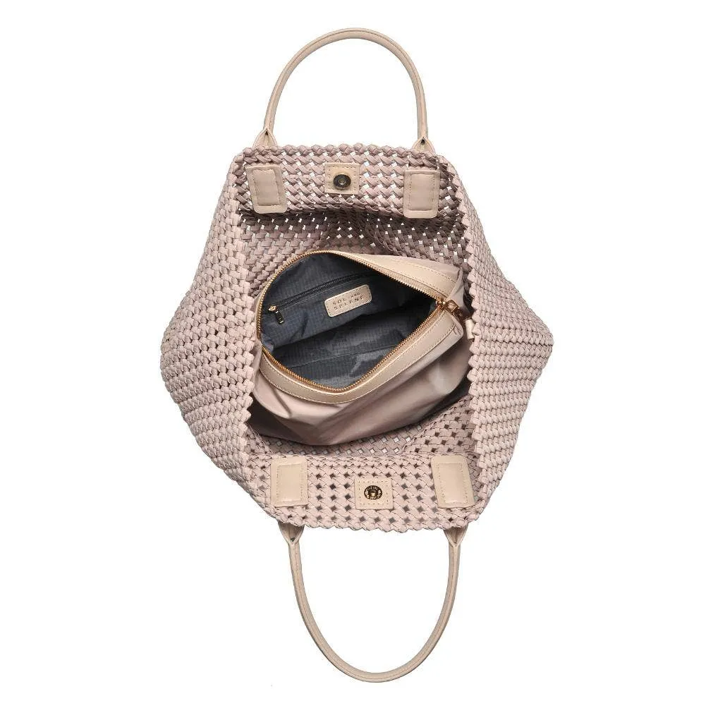 Large Hand Woven Solstice Knot Tote, Nude