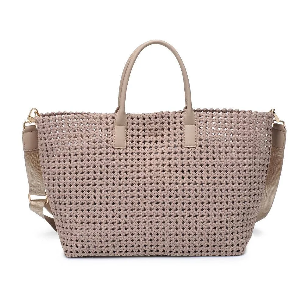 Large Hand Woven Solstice Knot Tote, Nude
