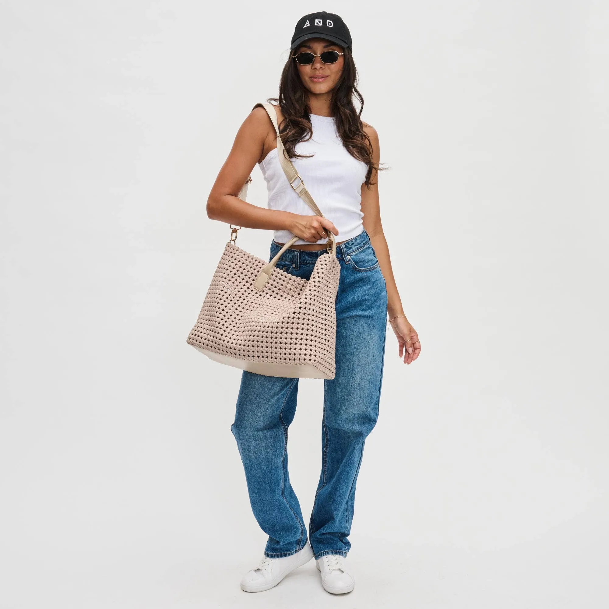 Large Hand Woven Solstice Knot Tote, Nude