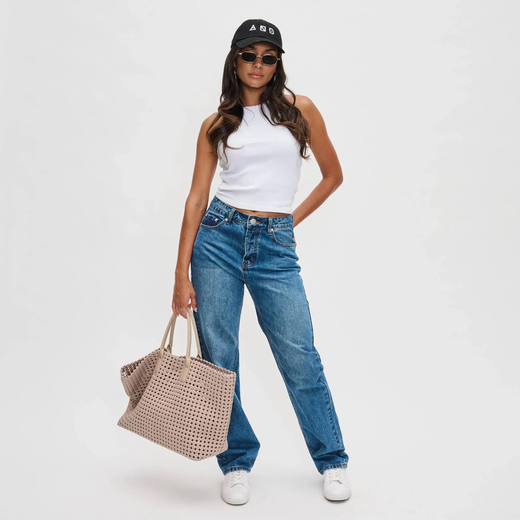 Large Hand Woven Solstice Knot Tote, Nude