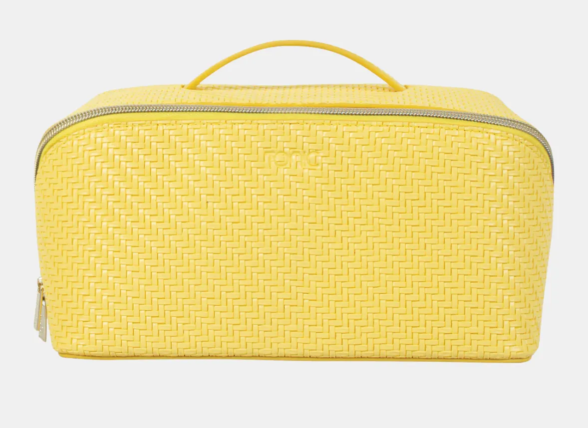 Large Herringbone Beauty Bag | Lemon
