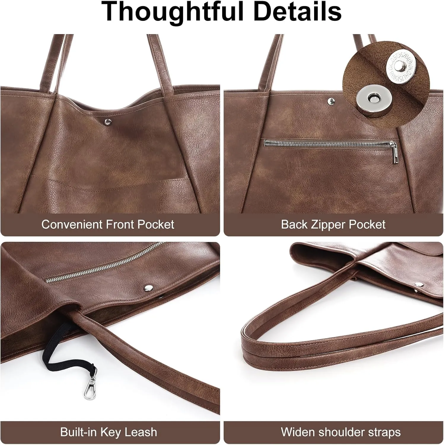 Large Tote Bag for Women Work 25L Travel Vegan Leather Ladies Handbags Weekender Purses