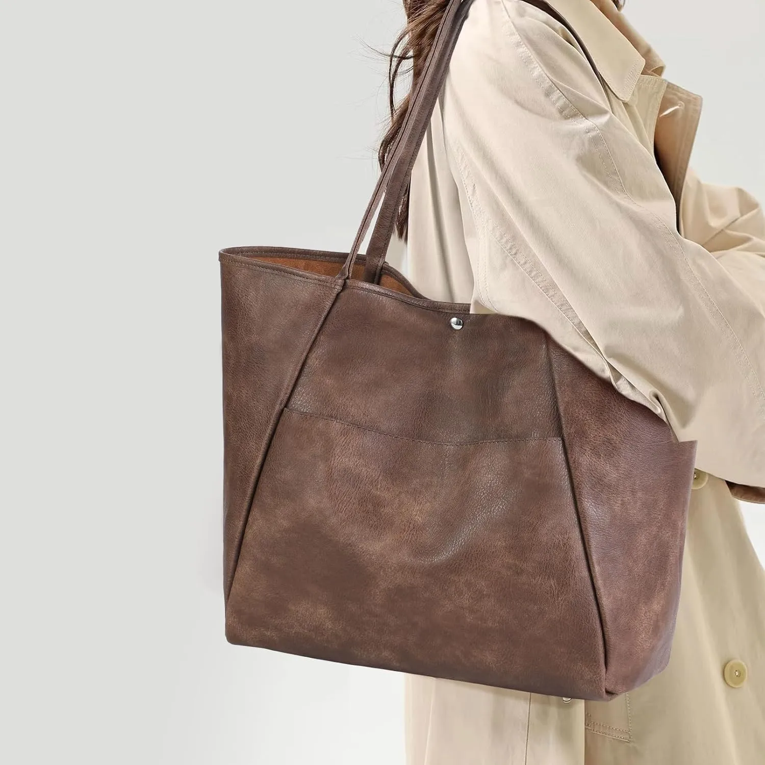 Large Tote Bag for Women Work 25L Travel Vegan Leather Ladies Handbags Weekender Purses