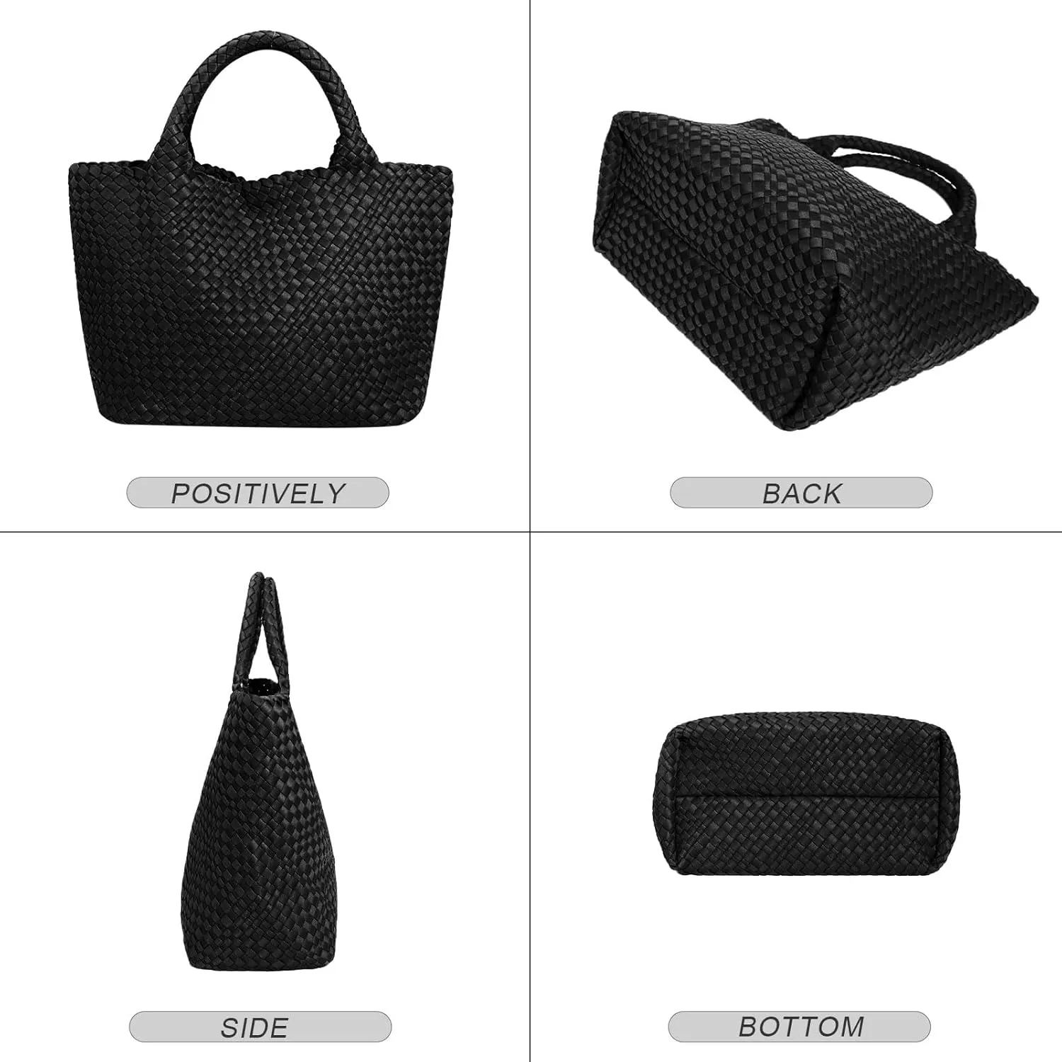 Large Woven Neoprene Tote for Women, Shopper Bag, Travel Braided Handbags, Beach Shoulder Purses