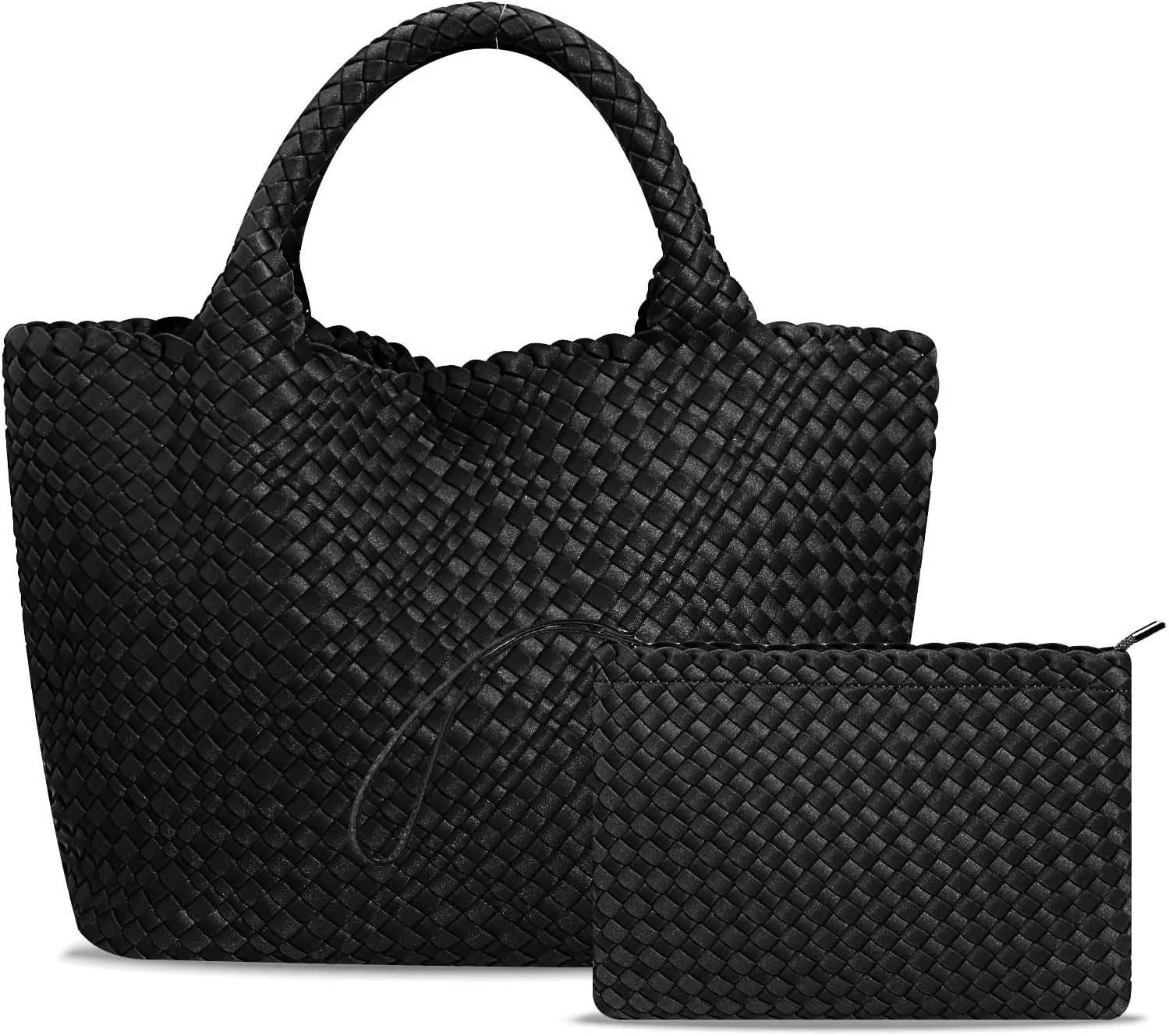 Large Woven Neoprene Tote for Women, Shopper Bag, Travel Braided Handbags, Beach Shoulder Purses