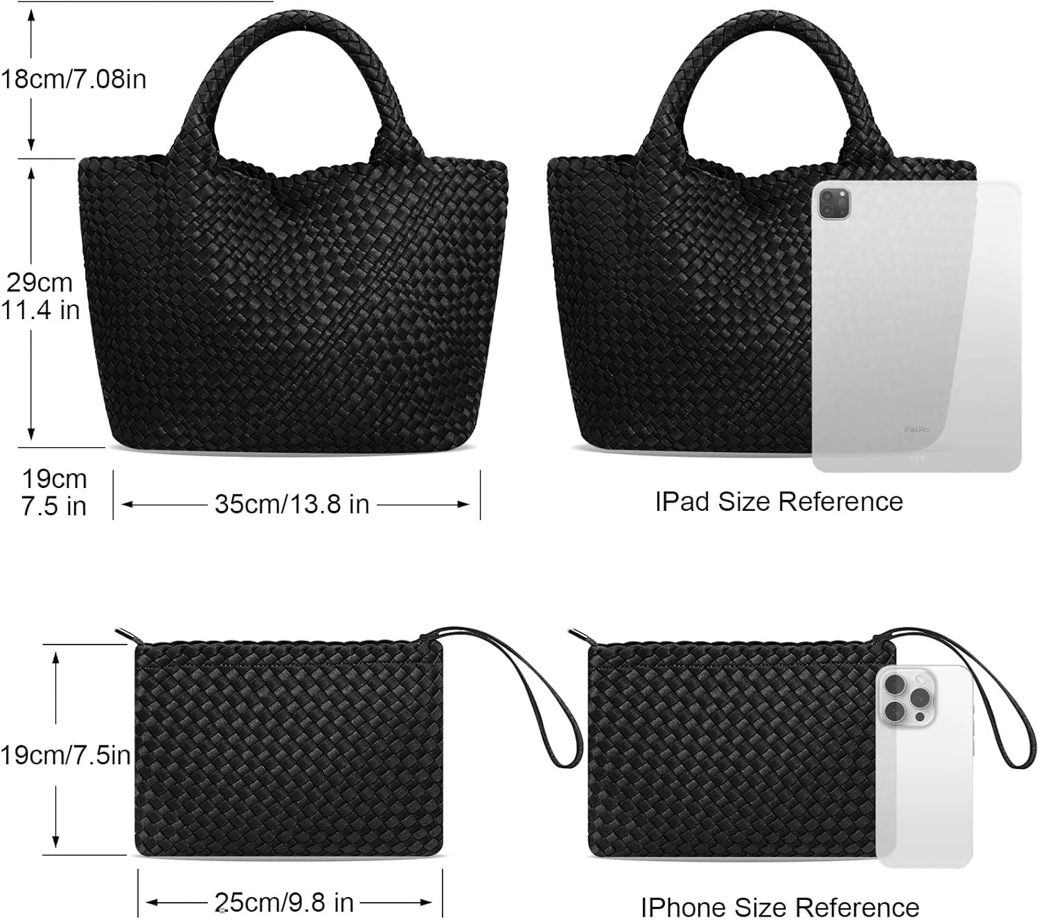 Large Woven Neoprene Tote for Women, Shopper Bag, Travel Braided Handbags, Beach Shoulder Purses