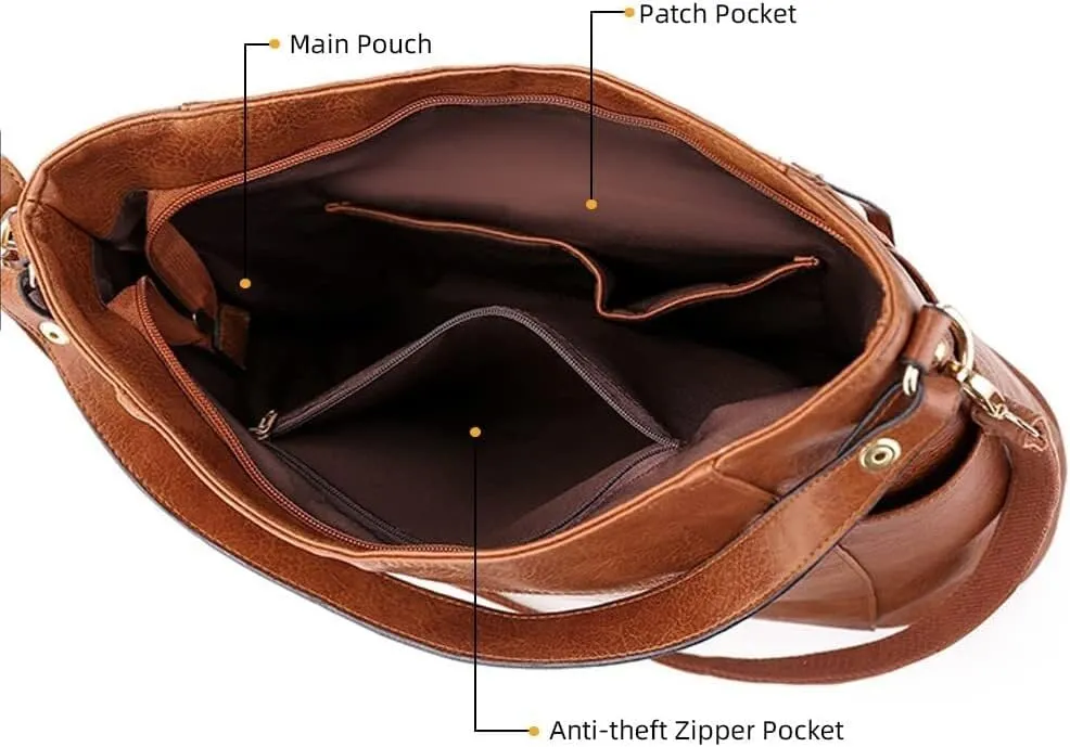 Leather Crossbody Handbag Roomy Work Women’s Tote Handbag Large Shoulder Purse