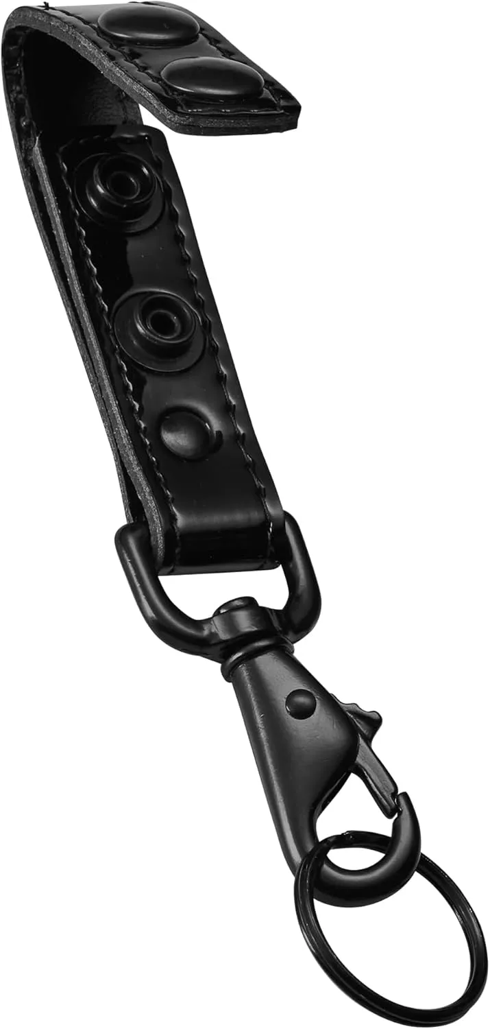 Leather Key Strap Belt Keeper for Duty Key Ring Holder Double Snap Loop Keychain Lanyard