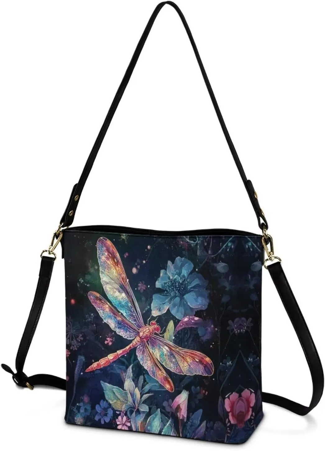 Leather Shoulder Bag Extra Large Bucket Handbags for Women Travel Party with Pockets Tote Purse Bags