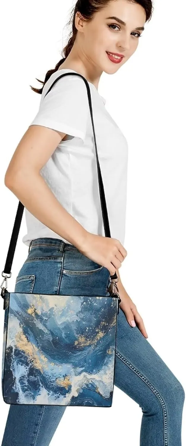 Leather Shoulder Bag Extra Large Bucket Handbags for Women Travel Party with Pockets Tote Purse Bags