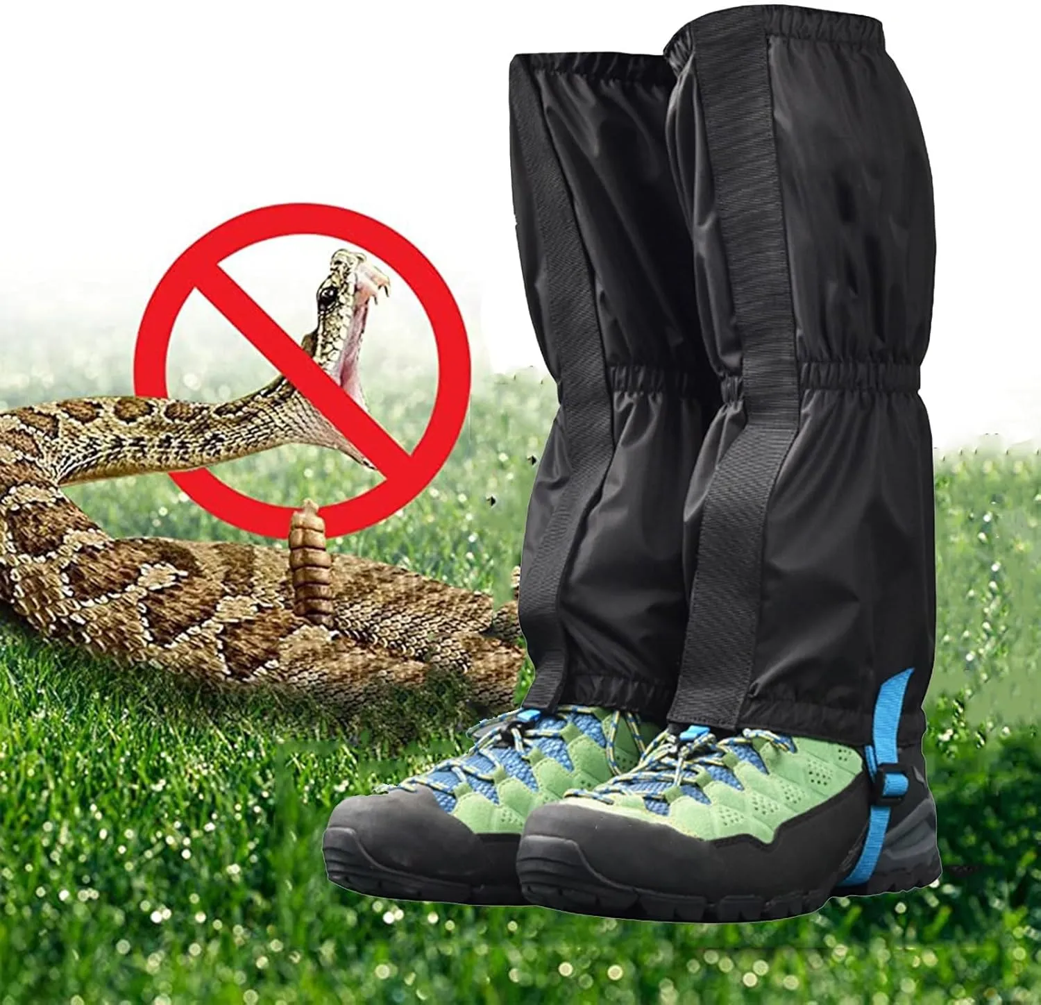 Leg Gaiters,Adjustable Lightweight Shoes Gaiters,Breathable Snake Gaiters Boots,Nylon Material Perfect for Snow Trail Running Hiking Walking Mountain Climbing