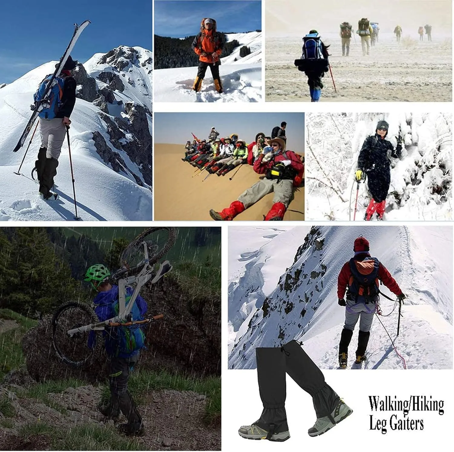 Leg Gaiters,Adjustable Lightweight Shoes Gaiters,Breathable Snake Gaiters Boots,Nylon Material Perfect for Snow Trail Running Hiking Walking Mountain Climbing