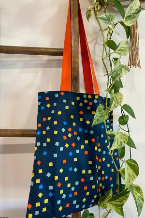 Library Bag | squares with orange straps