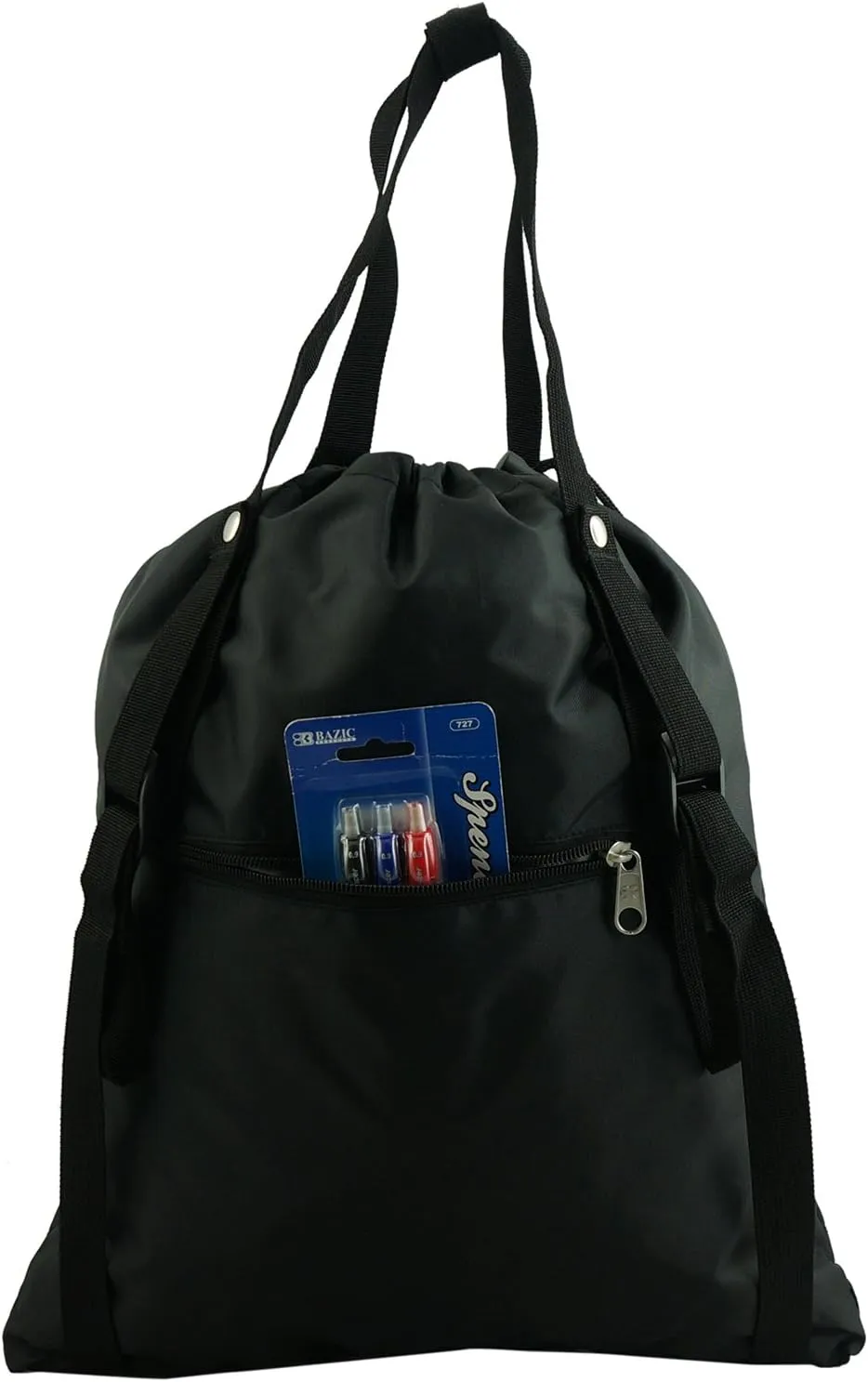 Lightweight Drawstring Backpack Convertible Tote Bag Grocery Shopping Tote Quality Shoulder Gym Bag Black