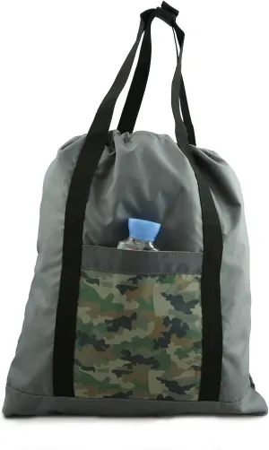 Lightweight Drawstring Backpack Convertible Tote Bag Grocery Shopping Tote Quality Shoulder Gym Bag Camo