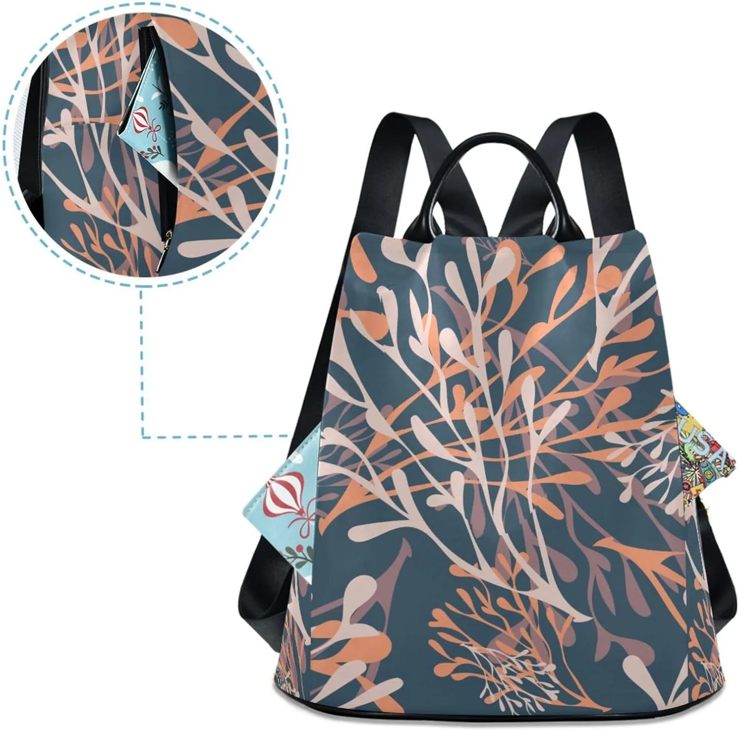 Lightweight Women Backpack Purse Shoulder Bag Casual Daypack Anti-theft Zipper With Pockets 13.4 X 5.9 X 15in Pattern 5