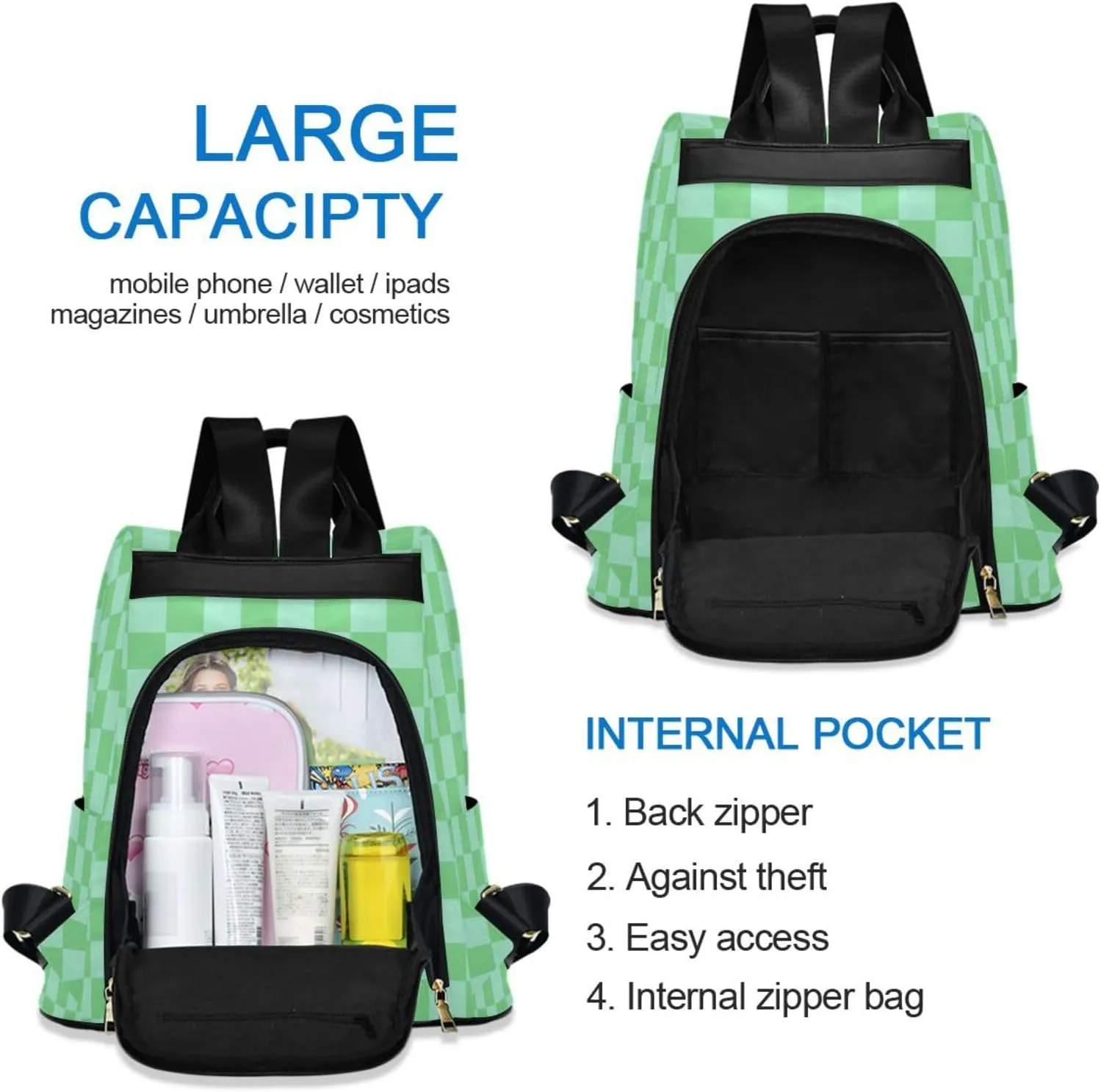 Lightweight Women Backpack Purse Shoulder Bag Casual Daypack Anti-theft Zipper With Pockets Pattern 3