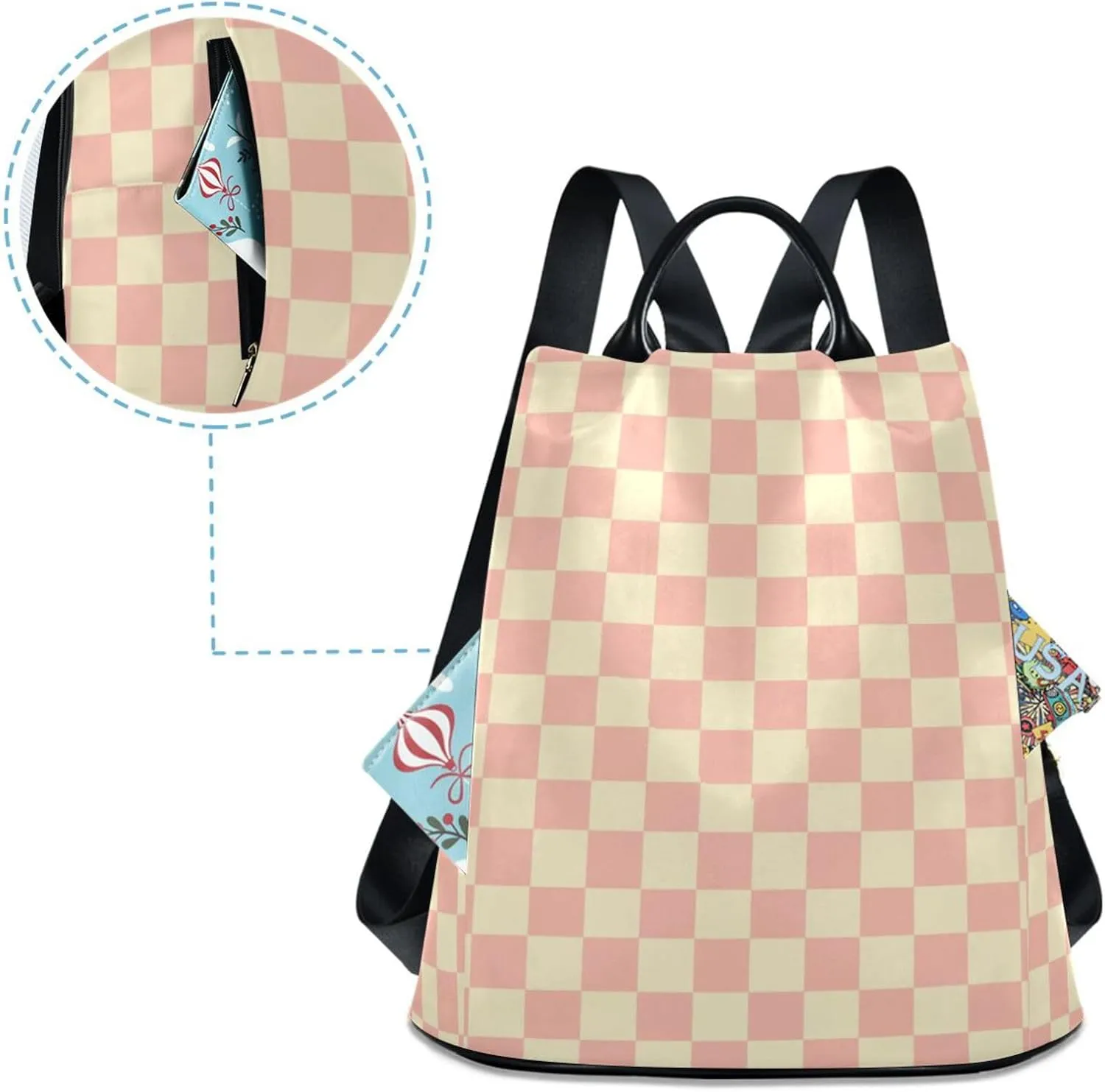 Lightweight Women Backpack Purse Shoulder Bag Casual Daypack Anti-theft Zipper With Pockets Pattern 9
