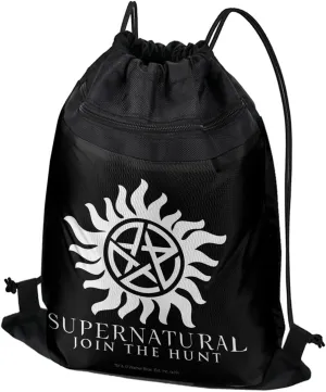 LOGOVISION Supernatural Anti Possession Symbol Drawstring Backpack Sports Bag Sackpack 17" x 13", Perfect for Gym, Yoga or Practice