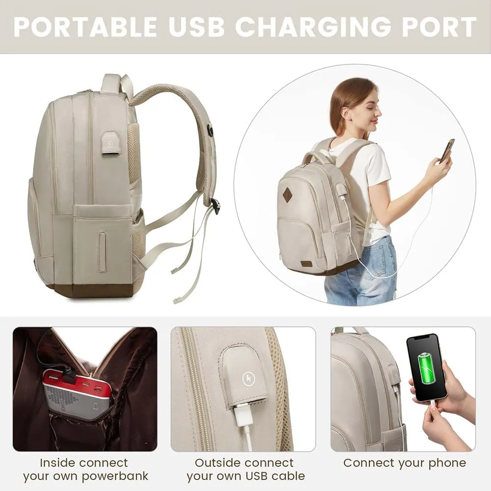 LOVEVOOK Laptop Backpack for Women Men, 17" Laptop Daypack for College Work Travel, Water Resistant Classic Backpacks with USB Port