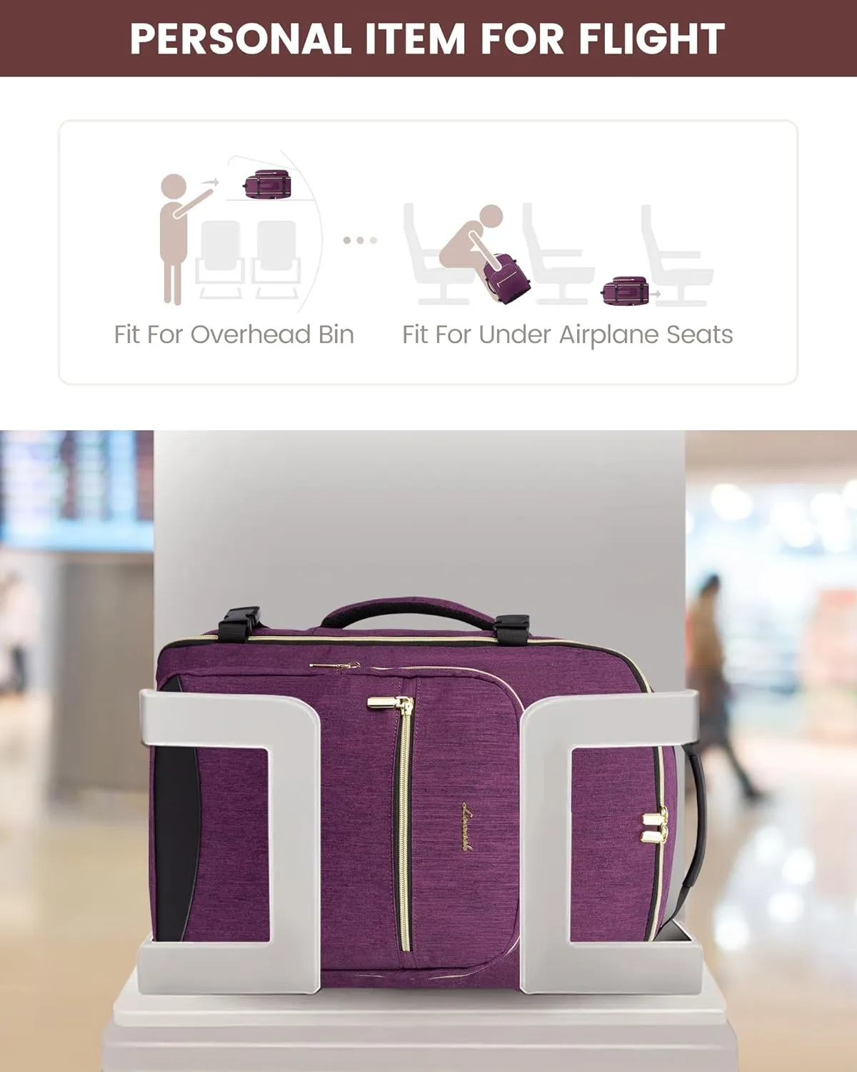 LOVEVOOK Large Travel Laptop Backpack Women, 40L Flight Approved Carry on Backpack Waterproof 17inch Luggage Daypack Business Weekender Overnight Backpacks Bag with 3 Packing Cubes, Dark purple-Black