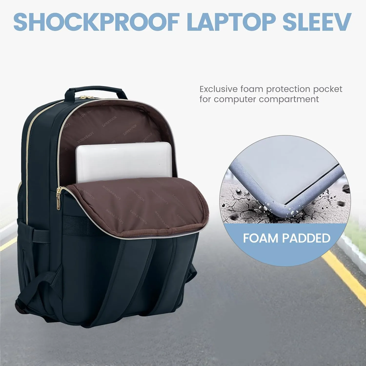 LOVEVOOK Leather Backpacks for Women,17.3 inch Leather Laptop Backpack Women Computer Backpack Laptop Bag,Stylish Quilted Travel Backpack Purse Work Bag Teacher Backpacks with USB Port,Dark Blue-green