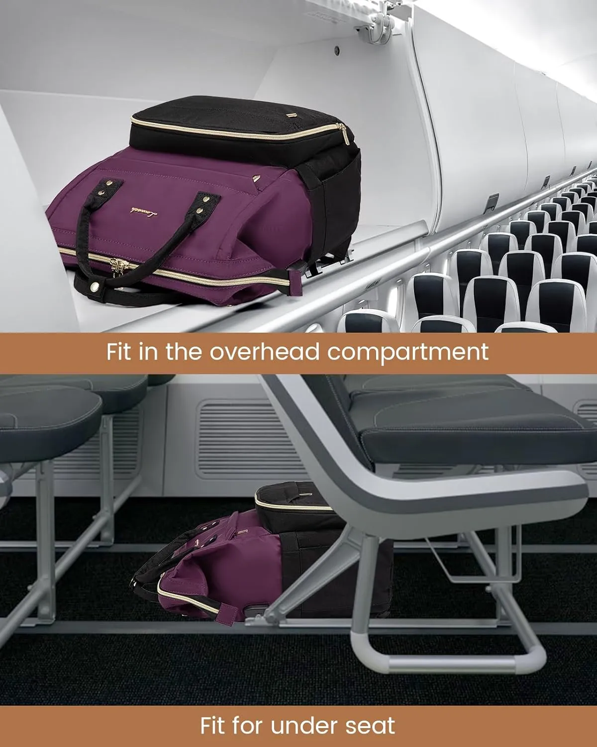 LOVEVOOK Travel Laptop Backpack for Women, 18-inch Large Capacity Outdoor Carry On Backpacks Purse, Business Computer Work Bags, Teacher Doctor Nurse Backpack with USB Port, Dark Purple-Black