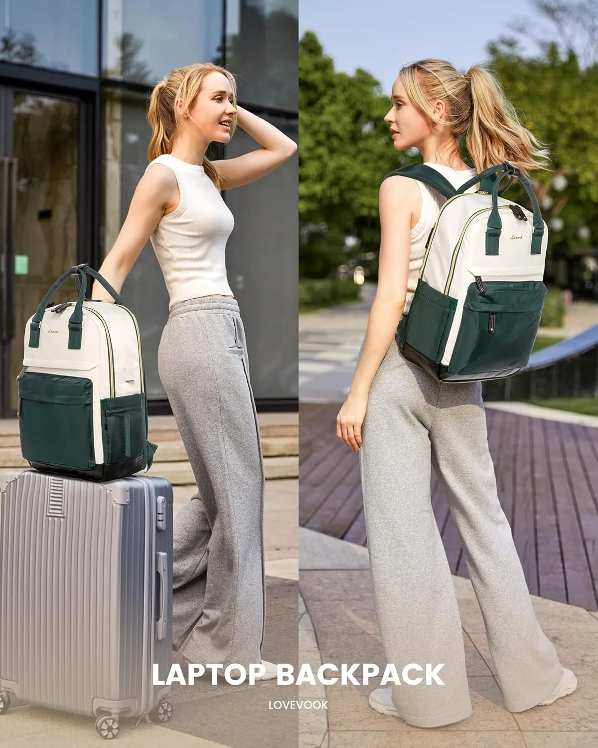 LOVEVOOK Travel Laptop Backpack Women, 17.3 Inch Anti-theft Laptop Bag with USB Port, Fashion Waterproof Computer Backpacks Teacher Nurse Backpack Purse for College School Work