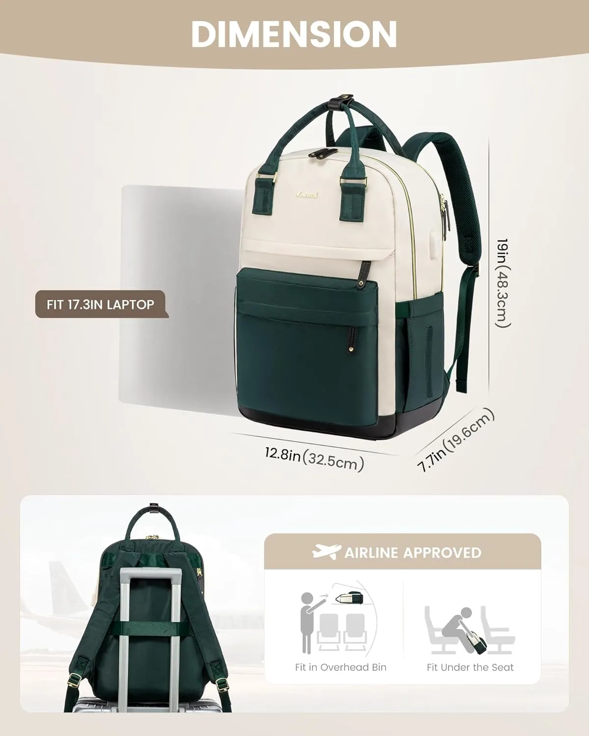 LOVEVOOK Travel Laptop Backpack Women, 17.3 Inch Anti-theft Laptop Bag with USB Port, Fashion Waterproof Computer Backpacks Teacher Nurse Backpack Purse for College School Work
