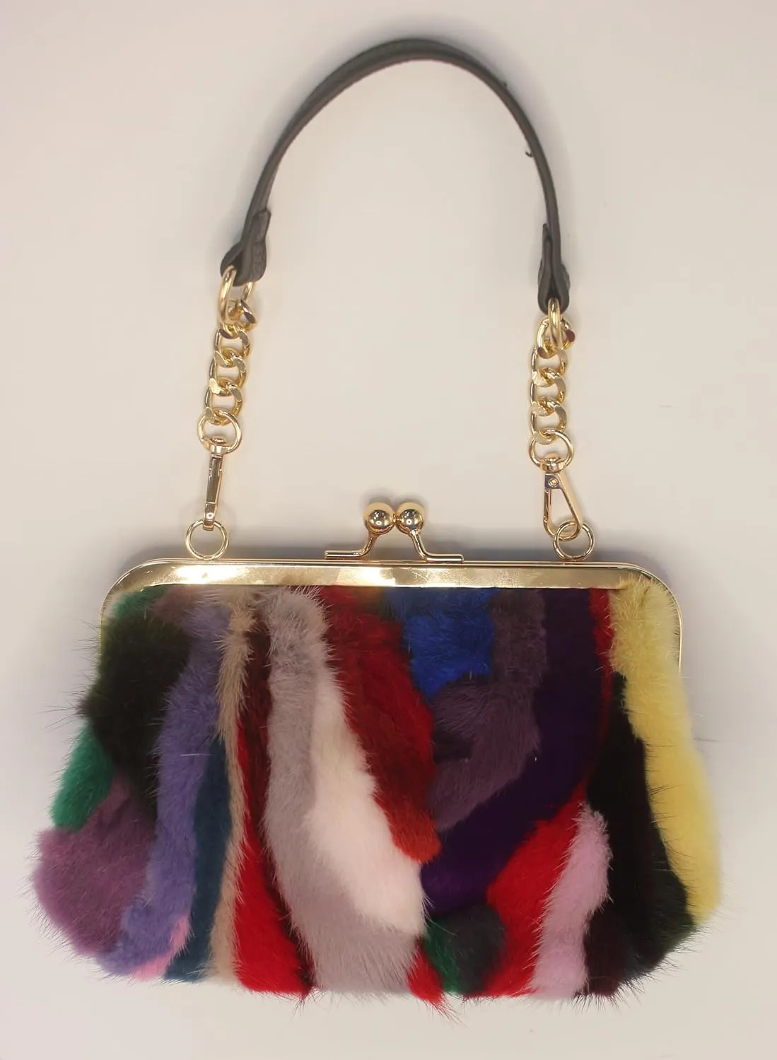 Luxurious Fur Evening Handbag Clutches - Genuine Fox, Rabbit, and Mink Fur with Chic Patterns