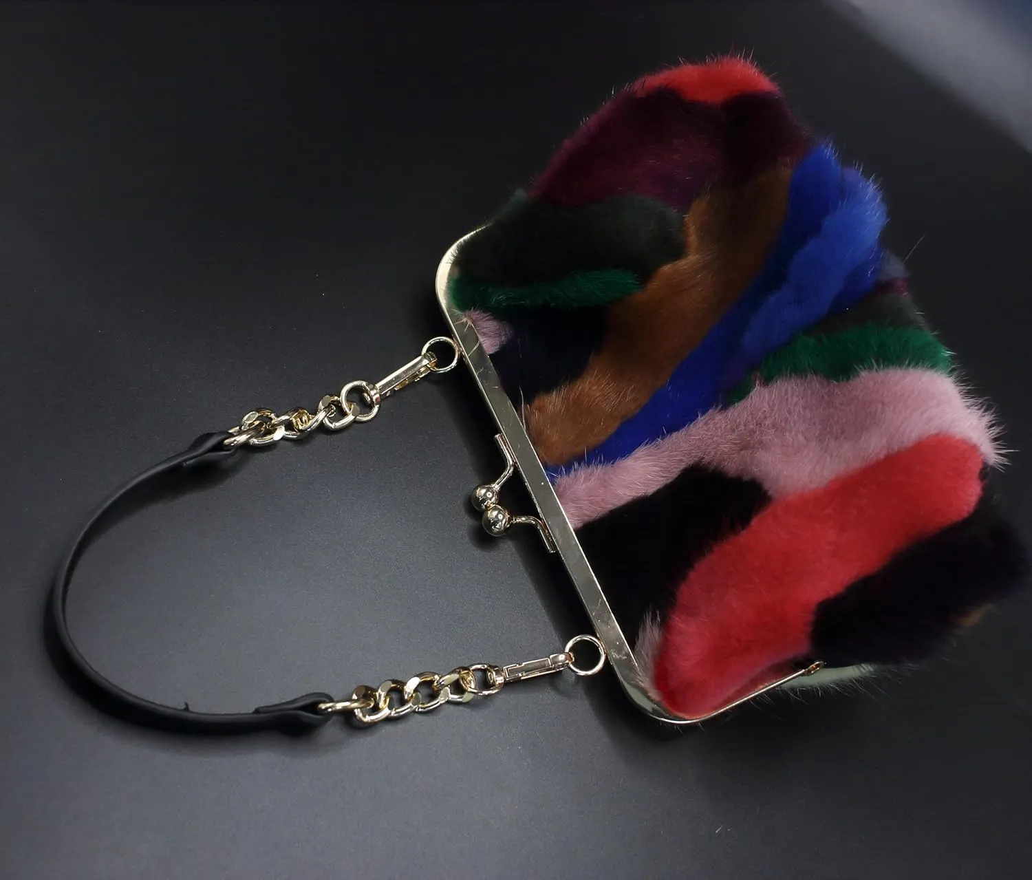 Luxurious Fur Evening Handbag Clutches - Genuine Fox, Rabbit, and Mink Fur with Chic Patterns