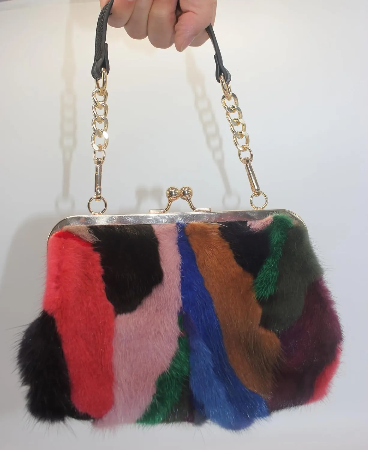 Luxurious Fur Evening Handbag Clutches - Genuine Fox, Rabbit, and Mink Fur with Chic Patterns