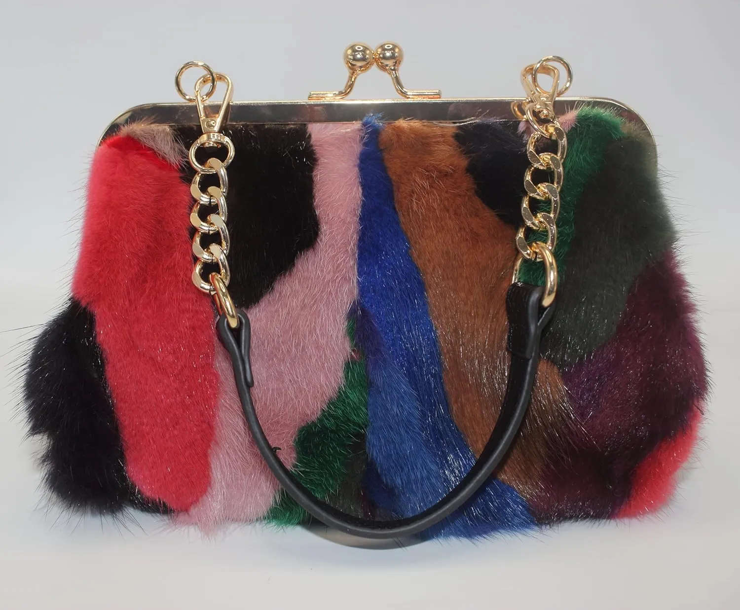 Luxurious Fur Evening Handbag Clutches - Genuine Fox, Rabbit, and Mink Fur with Chic Patterns