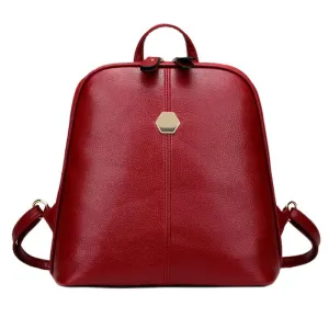 Luxury Brand Solid Color PU Leather Backpack Women Teenagers Travel Shoulder Backpack