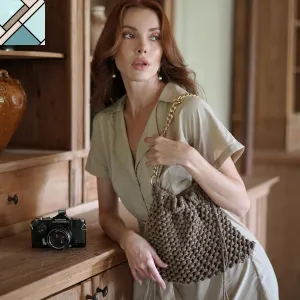 LYON Macrame Tote Bag, in Toasted Beige by BrunnaCo
