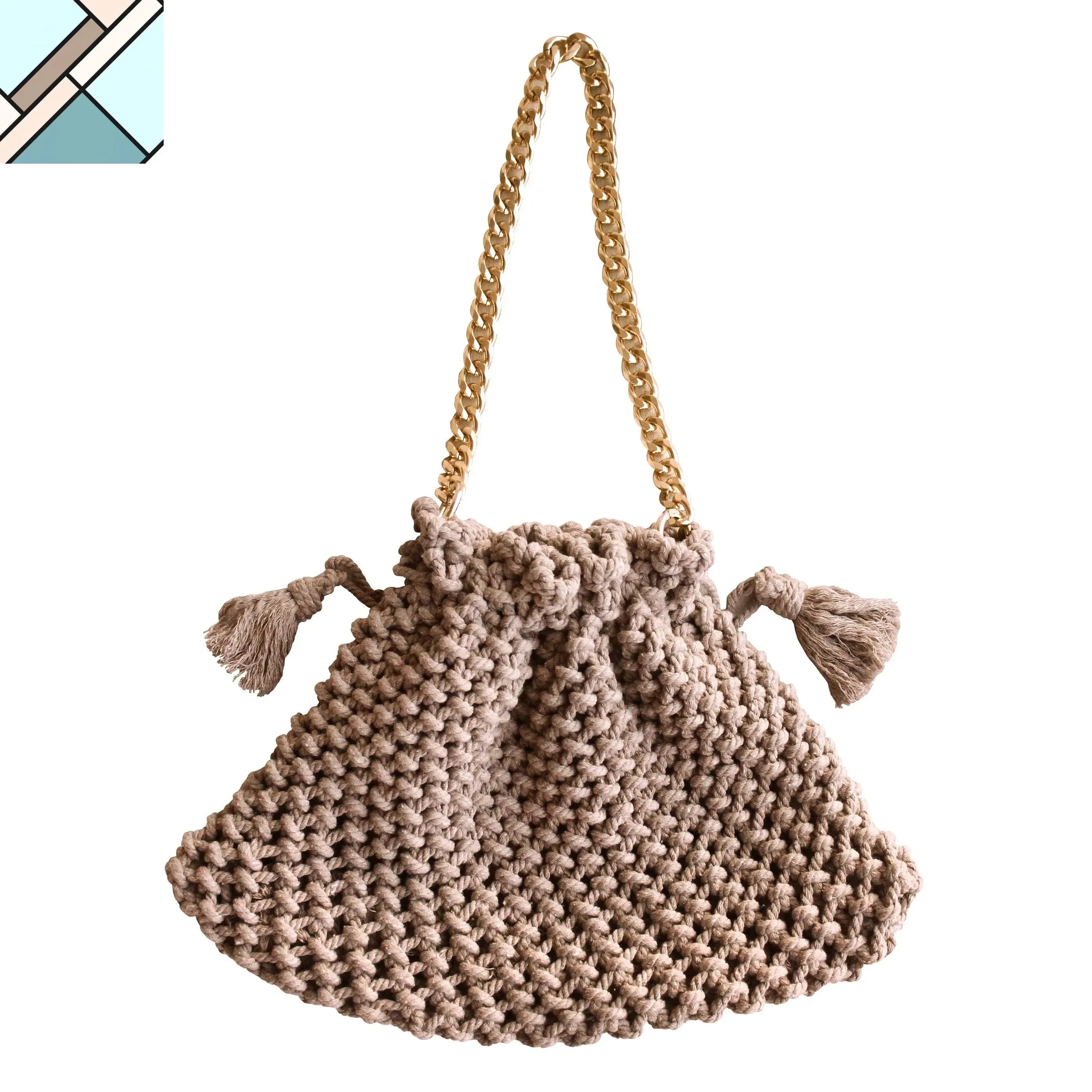 LYON Macrame Tote Bag, in Toasted Beige by BrunnaCo