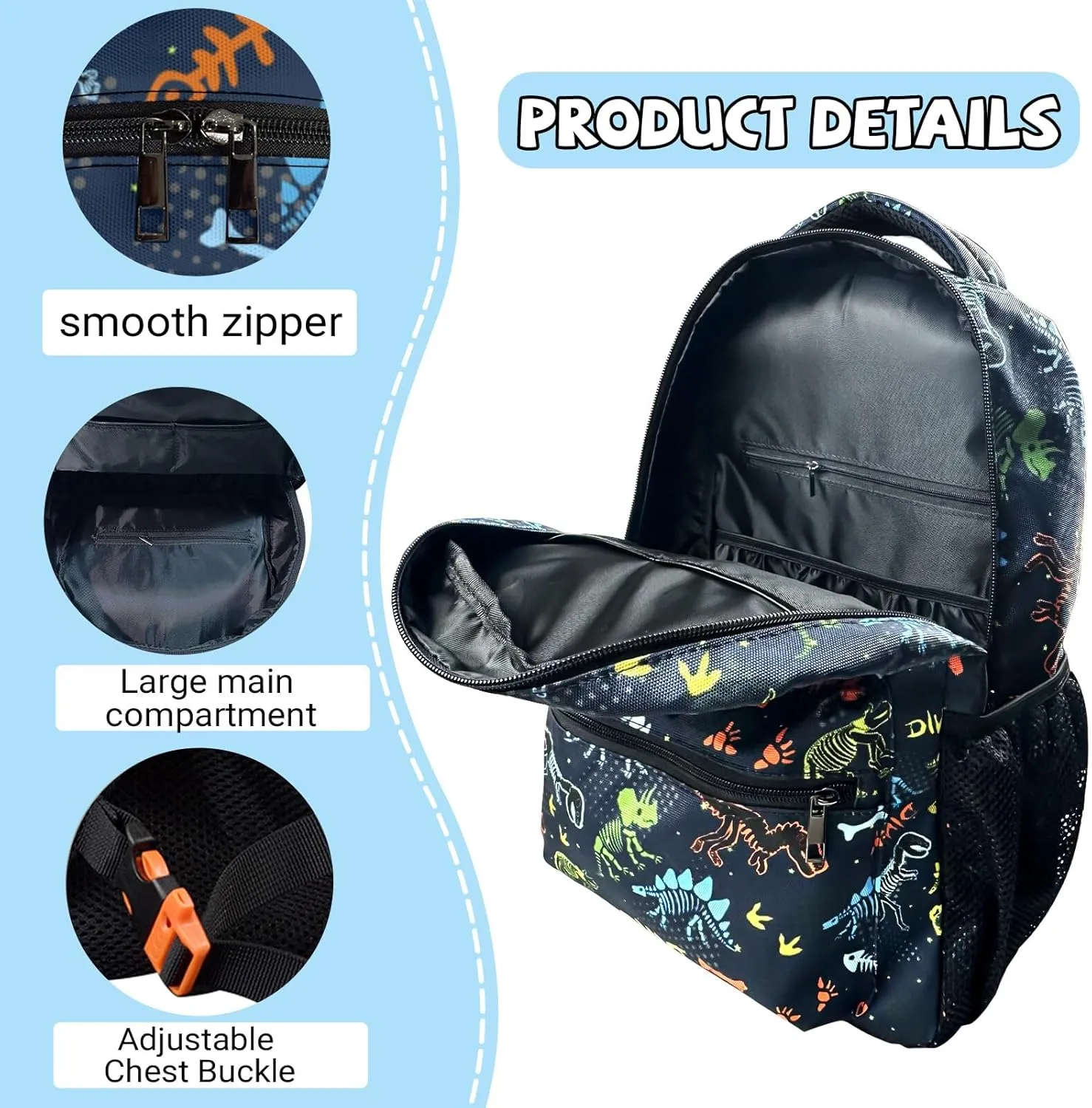 M YESCUSTOM Dinosaur Backpack School Bags, Cute Lightweight Middle School Elementary School Backpacks Laptop Bookbags for Students Boys Girls Kids Gifts