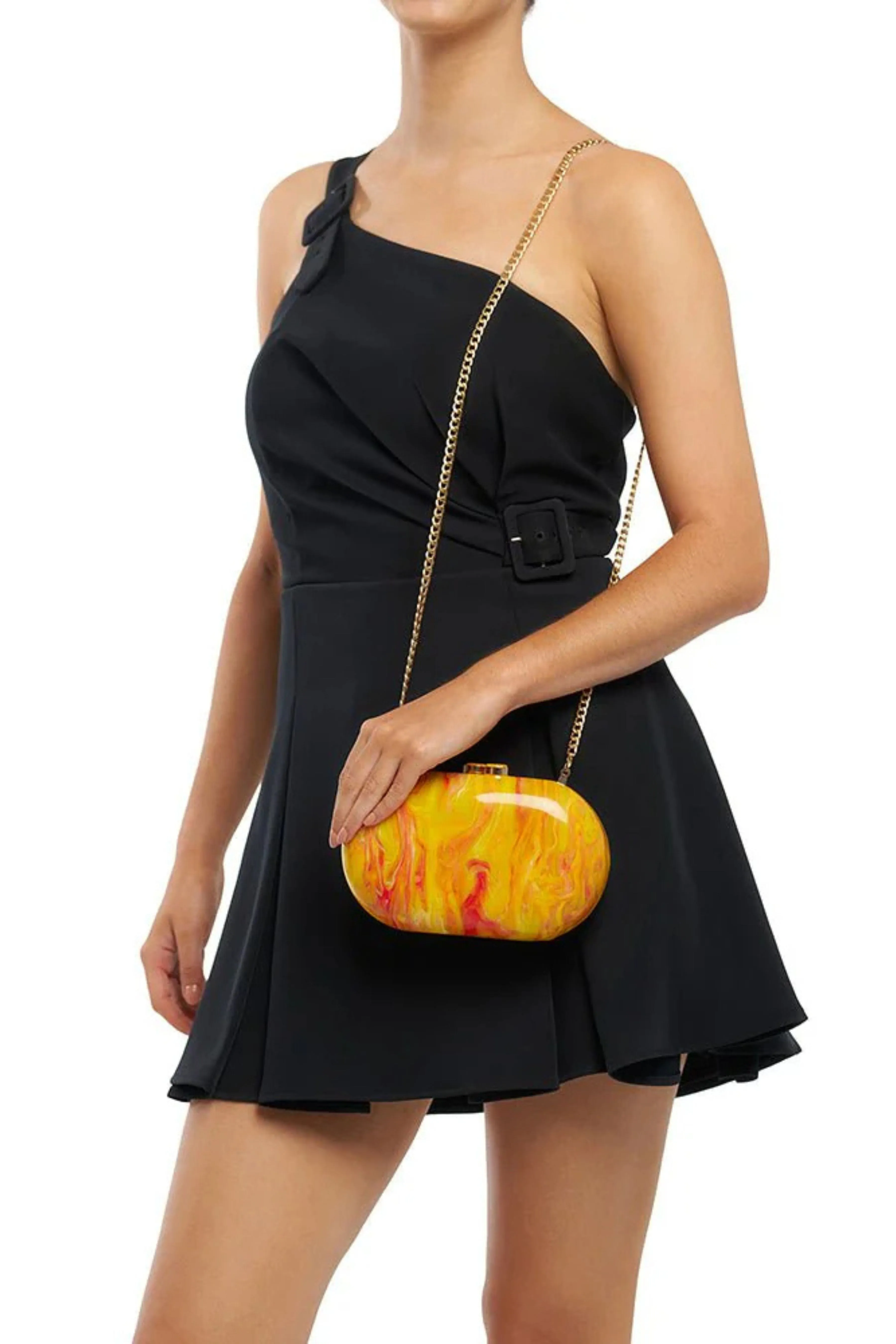 Maeve Marble Clutch - Yellow