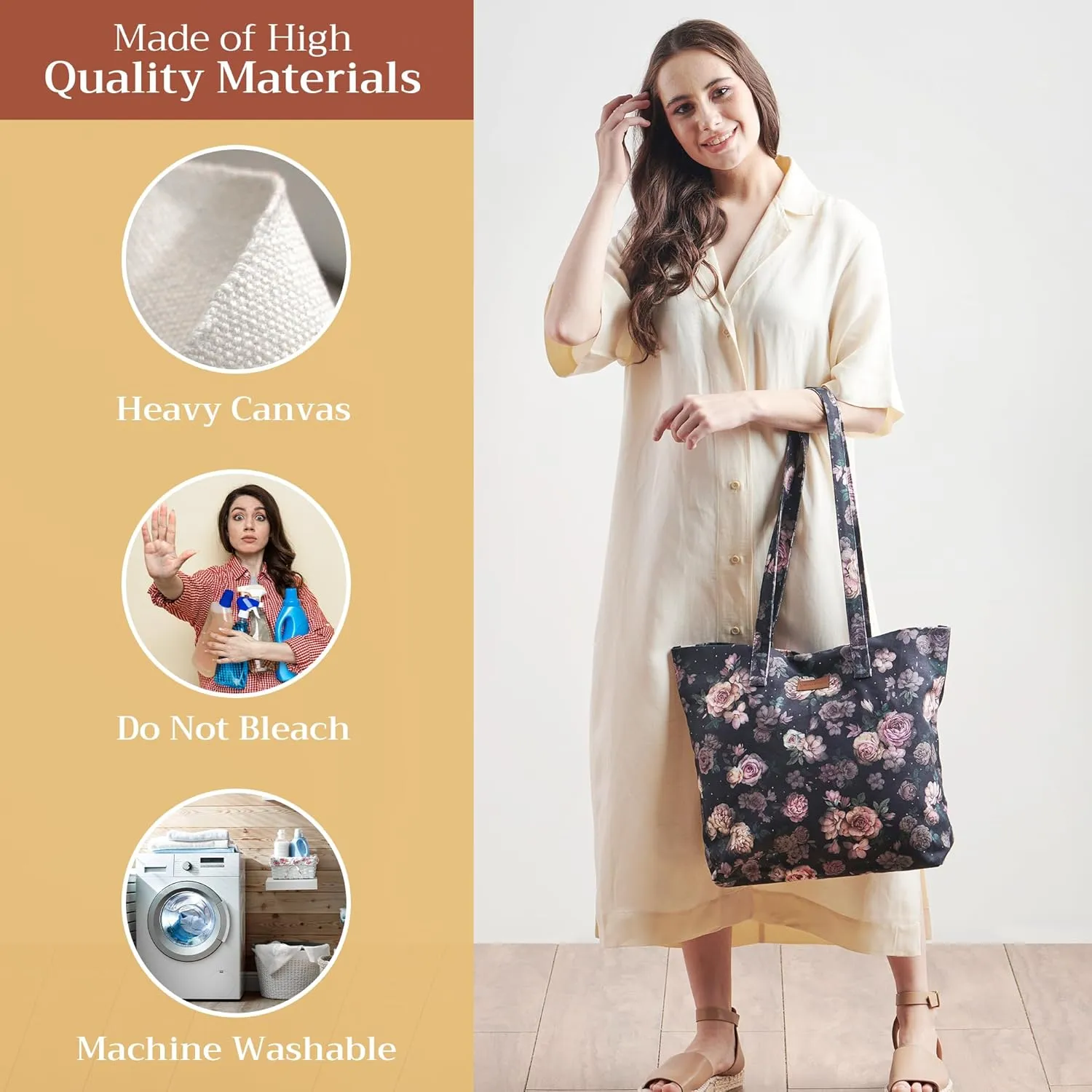 Maison d' Hermine Canvas Tote Bag 100% Cotton Canvas Reusable Shoulder Grocery Bag for Shopping Perfect for Men Women