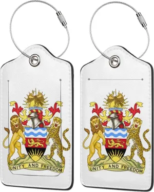 Malawi National Emblem Luggage Tags Pu Leather with Privacy Cover Label Address Card and Durable Metal Ring Suitable for Men Women Handbags Backpacks