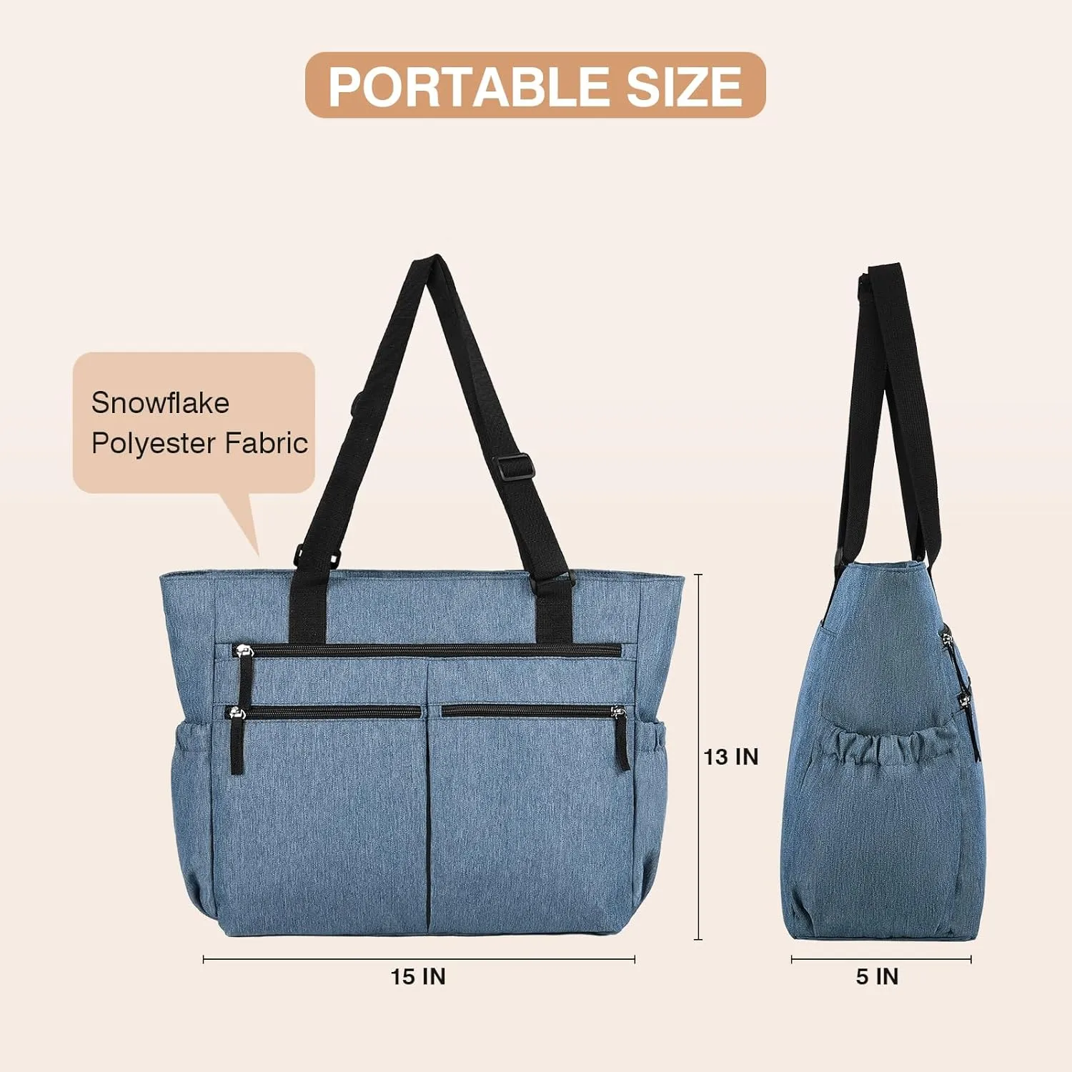 Marvolia Tote Bag for Women Work Large Tote Bags with Zipper Pockets Foldable Shoulder Handbags for Travel, Beach, Gym