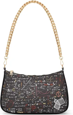 Math Linear Mathematics Education Shoulder Handbags for Women Travel Hobo Tote Handbag Women Gold Chain Shoulder Bags Purse with Zipper Closure