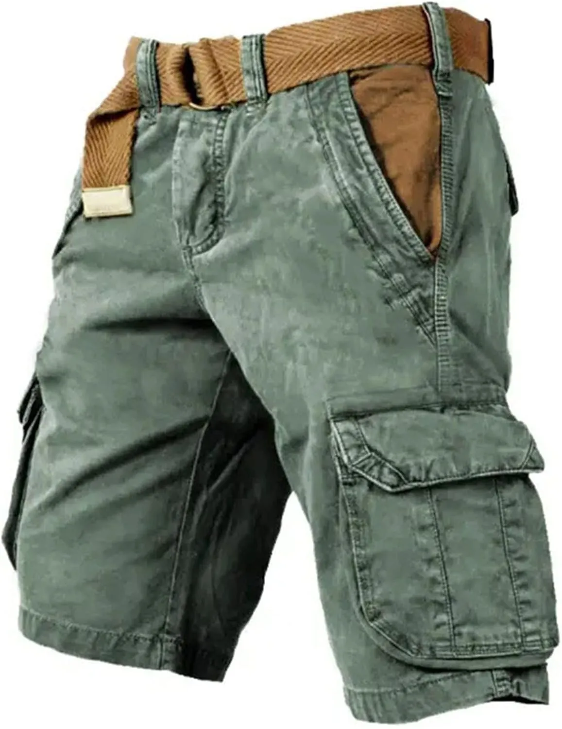 Men's Camo Cargo Shorts Outdoor Relaxed Fit Elastic Waist Sport Shorts Jogger SweatShorts with Multi-Pocket for Men