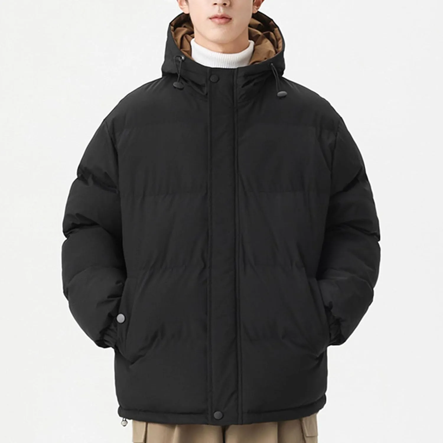 Men's Puffer Jacket Lightweight Warm Winter Coats Water Repellent Windproof Insulated Jacket Zipper Soft Outwear
